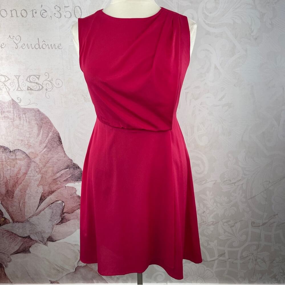 Vince Camuto Pink Silky Dress Layered Front Pleats Size 14